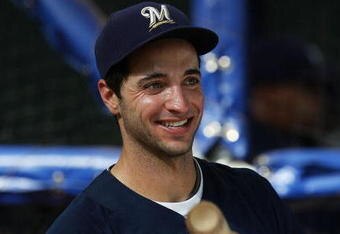 MILWAUKEE - JULY 8: Ryan Braun #8 of the Milwaukee Brewers smiles during batting practice before a game against the Colorado Rockies at Miller Park July 8, 2008 in Milwaukee, Wisconsin. (Photo by Jonathan Daniel/Getty Images)