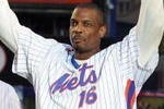 NEW YORK - SEPTEMBER 28: Former New York Met Dwight Gooden waves to the crowd during post game ceremoies after the Mets played the Florida Marlins in the last regular season baseball game ever played in Shea Stadium on September 28, 2008 in the Flushing neighborhood of the Queens borough of New York City. The Mets plan to start next season at their new stadium Citi Field after playing in Shea for over 44 years. (Photo by Jim McIsaac/Getty Images)