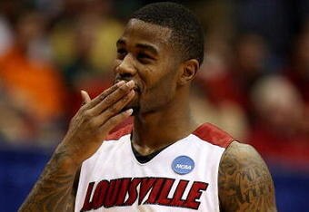 DAYTON, OH - MARCH 22:  Terrence Williams #1 of the Louisville Cardinals reacts after a play late in the game against the Siena Saints during the second round of the NCAA Division I Men's Basketball Tournament at the University of Dayton Arena on March 22, 2009 in Dayton, Ohio.  (Photo by Andy Lyons/Getty Images)