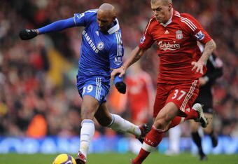 LIVERPOOL, UNITED KINGDOM - FEBRUARY 01:  Martin Skrtel of Liverpool challenges Nicolas Anelka of Chelsea during the Barclays Premier League match between Liverpool and Chelsea at Anfield on February 1, 2009 in Liverpool, England. (Photo by Shaun Botterill/Getty Images)