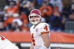 CINCINNATI - DECEMBER 28:  Quarterback Tyler Thigpen #4 of the Kansas City Chiefs calls the play at the line of scrimmage during the NFL game against the Cincinnati Bengals on December 28, 2008 at Paul Brown Stadium in Cincinnati, Ohio.  (Photo by Andy Lyons/Getty Images)