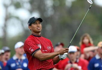 ORLANDO, FL - MARCH 17:  Tiger Woods of the U.S. and the Isleworth Team atthe 18th hole during the second day of the 2009 Tavistock Cup at the Lake Nona Golf and Country Club, on March 17, 2009 in Orlando, Florida   (Photo by David Cannon/Getty Images)