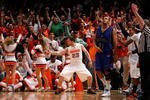 NEW YORK - MARCH 11:  Eric Devendorf #23 of the Syracuse Orange reacts between plays against the Seton Hall Pirates during the second round of the Big East Tournament at Madison Square Garden on March 11, 2009 in New York City.  (Photo by Jim McIsaac/Getty Images)