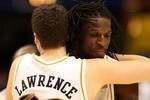BOISE, ID - MARCH 22:  Forward DeMarre Carroll #1 of the Missouri Tigers hugs guard Matt Lawrence #33 following their 83-79 win over the Marquette Golden Eagles during the second round of the NCAA Division I Men's Basketball Tournament at the Taco Bell Arena on March 22, 2009 in Boise, Idaho.  (Photo by Jed Jacobsohn/Getty Images)