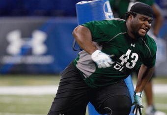 INDIANAPOLIS, IN - FEBRUARY 23:  Defensive lineman BJ Raji of Boston College runs during the NFL Scouting Combine presented by Under Armour at Lucas Oil Stadium on February 23, 2009 in Indianapolis, Indiana. (Photo by Scott Boehm/Getty Images)