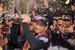 LOS ANGELES, CA - MARCH 23:  Ichiro Suzuki #51 of Japan holds up the championship trophy after defeating Korea during the finals of the 2009 World Baseball Classic on March 23, 2009 at Dodger Stadium in Los Angeles, California. Japan won 5-3 in 10 innings. (Photo by Mark J. Terrill-Pool/Getty Images)