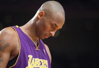 NEW YORK - FEBRUARY 2: Kobe Bryant #24 of the Los Angeles Lakers looks on against the New York Knicks on February 2, 2009 at Madison Square Garden in New York City. NOTE TO USER: User expressly acknowledges and agrees that, by downloading and or using this photograph, User is consenting to the terms and conditions of the Getty Images License Agreement. (Photo by: Nick Laham/Getty Images)