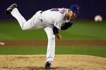 NEW YORK - SEPTEMBER 26:  Mike Pelfrey #34 of the New York Mets delivers a pitch against the Florida Marlins on September 26, 2008 at Shea Stadium in the Flushing neighborhood of the Queens borough of New York City.  (Photo by Jim McIsaac/Getty Images)