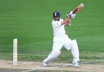 HAMILTON, NEW ZEALAND - MARCH 20:  Sachin Tendulkar of India plays a shot during day three of the First Test match between New Zealand and India at Seddon Park on March 20, 2009 in Hamilton, New Zealand.  (Photo by Sandra Mu/Getty Images)