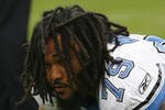 OAKLAND, CA - SEPTEMBER 9:  Defensive tackle Langston Moore #79 of the Detroit Lions peers through his dreads prior to their game against the Oakland Raiders at McAfee Coliseum on September 9, 2007 in Oakland, California.  The Lions defeated the Raiders 36-21 (Photo by Kevin Terrell/Getty Images)
