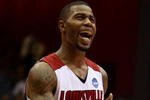 DAYTON, OH - MARCH 22:  Terrence Williams #1 of the Louisville Cardinals reacts after a play late in the game against the Siena Saints during the second round of the NCAA Division I Men's Basketball Tournament at the University of Dayton Arena on March 22, 2009 in Dayton, Ohio.  (Photo by Andy Lyons/Getty Images)