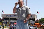 FORT WORTH, TX - APRIL 15: Honorary Starter, WWE wrestler 'Stone Cold' Steve Austin, gives the command for drivers to start their engines prior to the NASCAR Nextel Cup Series Samsung 500 at Texas Motor Speedway on April 15, 2007 in Fort Worth, Texas.  (Photo by Chris Graythen/Getty Images for NASCAR)