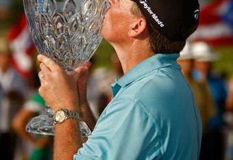 RIO GRANDE, PR - MARCH 15:  Michael Bradley wins the final round at 14 under par at the 2009 Puerto Rico Open presented by Banco Popular at the Trump International Golf Club on March 15, 2009 in Rio Grande, Puerto Rico.  (Photo by Mike Ehrmann/Getty Images)