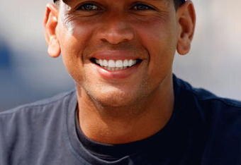 TAMPA, FL - FEBRUARY 28:  Alex Rodriguez #13 of the New York Yankees laughs during an interview prior to the start of the Grapefruit League Spring Training game against the Minnesota Twins at George M. Steinbrenner Field on February 28, 2009 in Tampa, Florida.  (Photo by J. Meric/Getty Images)