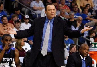 TAMPA, FL - MARCH 13:  Head coach Billy Gillispie of the Kentucky Wildcats argues a call during the game against the Louisiana State University Tigers during the second round of the SEC Men's Basketball Tournament on March 13, 2009 at The St. Pete Times Forum in Tampa, Florida.  (Photo by Chris Graythen/Getty Images)