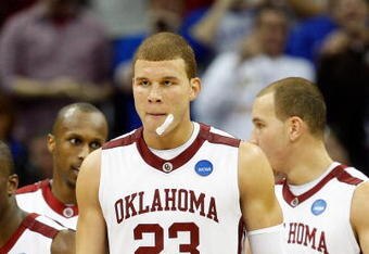 KANSAS CITY, MO - MARCH 21:  Blake Griffin #23 of the Oklahoma Sooners looks on during the second round game against the Michigan Wolverines in the NCAA Division I Men's Basketball Tournament at the Sprint Center on March 21, 2009 in Kansas City, Missouri. The Sooners defeated the Wolverines 73-63.  (Photo by Jamie Squire/Getty Images)