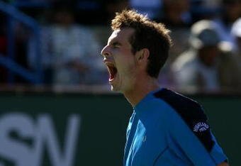 INDIAN WELLS, CA - MARCH 22:  Andy Murray of Great Britain reacts during his loss to Rafael Nadal of Spain in the final of the BNP Paribas Open on March 22, 2009 at the Indian Wells Tennis Garden in Indian Wells, California.  (Photo by Jeff Gross/Getty Images)