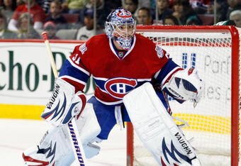 MONTREAL- MARCH 10:  Carey Price #31 of the Montreal Canadiens watches play during the game against the Edmonton Oilers at the Bell Centre on March 10, 2009 in Montreal, Quebec, Canada.  The Canadiens defeated the Oilers 4-3 in overtime.  (Photo by Richard Wolowicz/Getty Images)