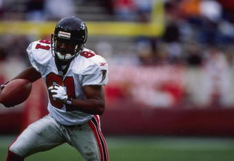 21 Dec 1997:  Wide receiver Terrance Mathis of the Atlanta Falcons moves the ball during a game against the Arizona Cardinals at Sun Devil Stadium in Tempe, Arizona.  The Cardinals won the game, 29-26. Mandatory Credit: Jed Jacobsohn  /Allsport
