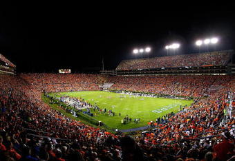 AUBURN, AL - SEPTEMBER 19:  A general view of Jordan-Hare Stadium during the game between the Auburn Tigers and the West Virginia Mountaineers on September 19, 2009 in Auburn, Alabama.  (Photo by Kevin C. Cox/Getty Images)