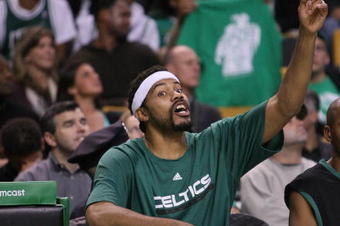 BOSTON, MA - OCTOBER 28: Rasheed Wallace #30 of the Boston Celtics reacts during a game against the Charlotte Bobcats at the TD Banknorth Garden on October 28, 2009 in Boston, Massachusetts. NOTE TO USER: User expressly acknowledges and agrees that, by downloading and/or using this Photograph, user is consenting to the terms and conditions of the Getty Images License Agreement. (Photo by Jim Rogash/Getty Images)
