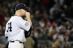 NEW YORK - OCTOBER 29:  Starting pitcher A.J. Burnett #34 of the New York Yankees looks on against the Philadelphia Phillies in Game Two of the 2009 MLB World Series at Yankee Stadium on October 29, 2009 in the Bronx borough of New York City.  (Photo by Jed Jacobsohn/Getty Images)