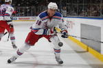 UNIONDALE, NY - OCTOBER 28: Marc Staal #18 of the New York Rangers skates against the New York Islanders at the Nassau Coliseum on October 28, 2009 in Uniondale, New York. (Photo by Bruce Bennett/Getty Images)