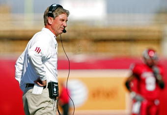 BLOOMINGTON, IN - NOVEMBER 3:  Bill Lynch, the Head Coach of the Indiana Hoosiers, is pictured against the Ball State Cardinals during the game at Memorial Stadium November 3, 2007 in Bloomington, Indiana.  (Photo by Andy Lyons/Getty Images)