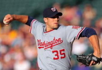 DENVER - JULY 06:  Starting pitcher Craig Stammen #35 of the Washington Nationals delivers against the Colorado Rockies during MLB action at Coors Field on July 6, 2009 in Denver, Colorado.  (Photo by Doug Pensinger/Getty Images)