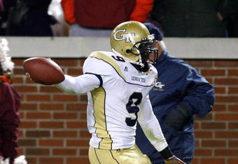 ATLANTA - OCTOBER 17:  Quarterback Josh Nesbitt #9 of the Georgia Tech Yellow Jackets against the Virginia Tech Hokies at Bobby Dodd Stadium on October 17, 2009 in Atlanta, Georgia.  (Photo by Kevin C. Cox/Getty Images)