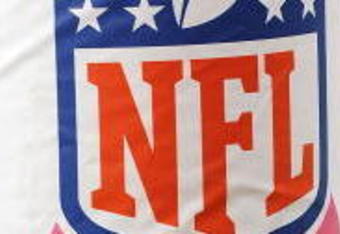 HOUSTON - OCTOBER 04:  A pink ribbon with the NFL logo in support of Breast Cancer Awareness on the goal post before a game between the Oakland Raiders and the Houston Texans at Reliant Stadium on October 4, 2009 in Houston, Texas.  (Photo by Ronald Martinez/Getty Images)