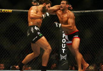 MANCHESTER, UNITED KINGDOM - APRIL 21: Andrei Arlovski of USA and Fabricio Werdum of Brazil in action during a Heavyweight bout of the Ultimate Fighting Championship at the Manchester Evening News Arena on April 21, 2007 in Manchester, England (Photo by Gary M. Prior/Getty Images).
