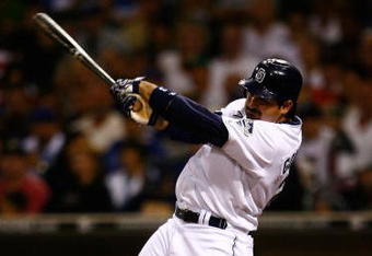SAN DIEGO - JULY 03:  Adrian Gonzalez #23 of the San Diego Padres bats against Los Angeles Dodgers at Petco Park on July 3, 2009 in San Diego, California.  (Photo by Jeff Gross/Getty Images)