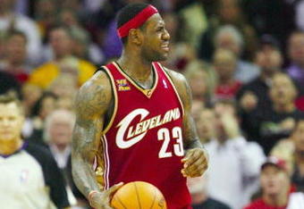 CLEVELAND - OCTOBER 27:  LeBron James #23 of the Cleveland Cavaliers reacts during the season opener against the Boston Celtics at Quicken Loans Arena on October 27, 2009 in Cleveland, Ohio.  NOTE TO USER: User expressly acknowledges and agrees that, by downloading and or using this photograph, User is consenting to the terms and conditions of the Getty Images License Agreement. (Photo by Gregory Shamus/Getty Images)