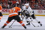 PHILADELPHIA - OCTOBER 08:  Jordan Staal #11 of the Pittsburgh Penguins defends against Ryan Parent #77 of the Philadelphia Flyers at the Wachovia Center on October 8, 2009 in Philadelphia, Pennsylvania.  (Photo by Bruce Bennett/Getty Images)