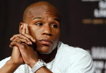 LAS VEGAS - SEPTEMBER 16:  Boxer Floyd Mayweather Jr. appears during the final news conference for his bout against Juan Manuel Marquez at the MGM Grand Hotel/Casino September 16, 2009 in Las Vegas, Nevada. The two will fight at the MGM Grand Garden Arena on September 19 in Las Vegas.  (Photo by Ethan Miller/Getty Images)