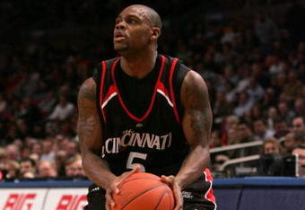 NEW YORK - MARCH 12: Deonta Vaughn #5 of the Cincinnati Bearcats attempts to take a shot against the Pittsburgh Panthers during the 2008 Big East Men's Basketball Championship at Madison Square Garden on March 12, 2008 in New York City.  (Photo by Jim McIsaac/Getty Images)