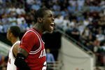 RALEIGH, NC - MARCH 21:  Patrick Beverley #21 of the Arkansas Razorbacks reacts during the game against the Indiana Hoosiers during the first round of the 2008 NCAA Men's Basketball Tournament East Regional at RBC Center March 21, 2008 in Raleigh, North Carolina.  (Photo by Streeter Lecka/Getty Images)