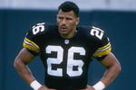 Defensive back Rod Woodson of the Pittsburgh Steelers during pregame warm-ups before the Steelers 24-9 loss to the Jacksonville Jaguars at Jacksonville Stadium in Jacksonville, Florida.