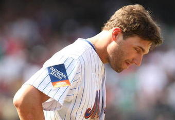 NEW YORK - AUGUST 23:  Jeff Francoeur #12 of the New York Mets reacts after hitting into an unassisted triple play by Eric Bruntlett #4 of the Philadelphia Phillies to end  their game on August 23, 2009 at Citi Field in the Flushing neighborhood of the Queens borough of New York City.  (Photo by Al Bello/Getty Images)