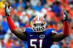 GAINESVILLE, FL - SEPTEMBER 12:  Brandon Spikes #51 of the Florida Gators reacts during the game against the Troy Trojans at Ben Hill Griffin Stadium on September 12, 2009 in Gainesville, Florida.  (Photo by Sam Greenwood/Getty Images)