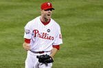 PHILADELPHIA - NOVEMBER 02:  Ryan Madson #46 of the Philadelphia Phillies celebrates their 8-6 win against the New York Yankees in Game Five of the 2009 MLB World Series at Citizens Bank Park on November 2, 2009 in Philadelphia, Pennsylvania.  (Photo by Al Bello/Getty Images)