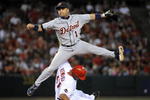 ANAHEIM, CA - AUGUST 25:  Placido Polanco #14 of the Detroit Tigers turns a double play on Howie Kendrick #47 of the Los Angeles Angels of Anaheim during the sixth inning at Angel Stadium of Anaheim on August 25, 2009 in Anaheim, California.  (Photo by Harry How/Getty Images)