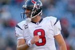 ORCHARD PARK, NY - NOVEMBER 01:  Matt Schaub #8 of the Houston Texans celebrates after a touchdown run by Ryan Moats #21 (not shown) against the Buffalo Bills at Ralph Wilson Stadium on November 1, 2009 in Orchard Park, New York. Houston won 31-10.  (Photo by Rick Stewart/Getty Images)