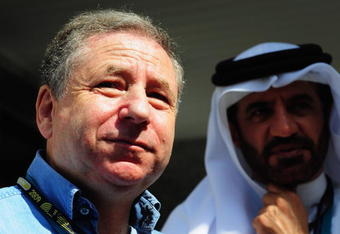 ABU DHABI, UNITED ARAB EMIRATES - OCTOBER 31:  New F.I.A. President Jean Todt is interviewed in the pitlane before qualifying for the Abu Dhabi Formula One Grand Prix at the Yas Marina Circuit on October 31, 2009 in Abu Dhabi, United Arab Emirates.  (Photo by Clive Mason/Getty Images)