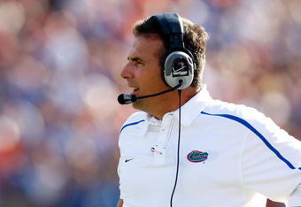 JACKSONVILLE, FL - OCTOBER 31:  Head coach Urban Meyer of the Florida Gators looks on from the sidelines against the Georgia Bulldogs at Jacksonville Municipal Stadium on October 31, 2009 in Jacksonville, Florida.  (Photo by Kevin C. Cox/Getty Images)