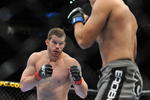 PORTLAND, OR - AUGUST 29:  UFC fighter Nate Marquardt (L) battles UFC fighter Demian Maia (R) during their Middleweight bout at UFC 102:  Couture vs. Nogueira at the Rose Garden Arena on August 29, 2009 in Portland, Oregon.  (Photo by Jon Kopaloff/Getty Images)
