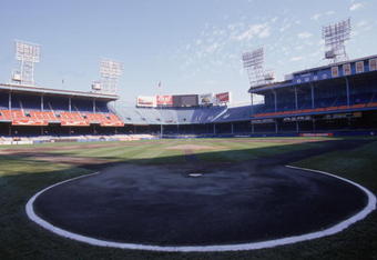 DETROIT - SEPTEMBER 27:  A general view of home plate and the outfield bleachers at Tiger Stadium on September 27, 1999 in Detroit, Michigan. (Photo by Ezra Shaw/Getty Images)  