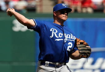 ARLINGTON, TX - APRIL 19:  Third baseman Mark Teahen #24 of the Kansas City Royals on April 19, 2009 at Rangers Ballpark in Arlington, Texas.  (Photo by Ronald Martinez/Getty Images)