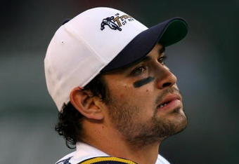 EAST RUTHERFORD, NJ - NOVEMBER 01:  Mark Sanchez #6 of the New York Jets stands on the sideline during the 4th quarter against the Miami Dolphins at Giants Stadium on November 1, 2009 in East Rutherford, New Jersey. The Dolphins defeated the Jets 30-25.  (Photo by Chris Trotman/Getty Images)